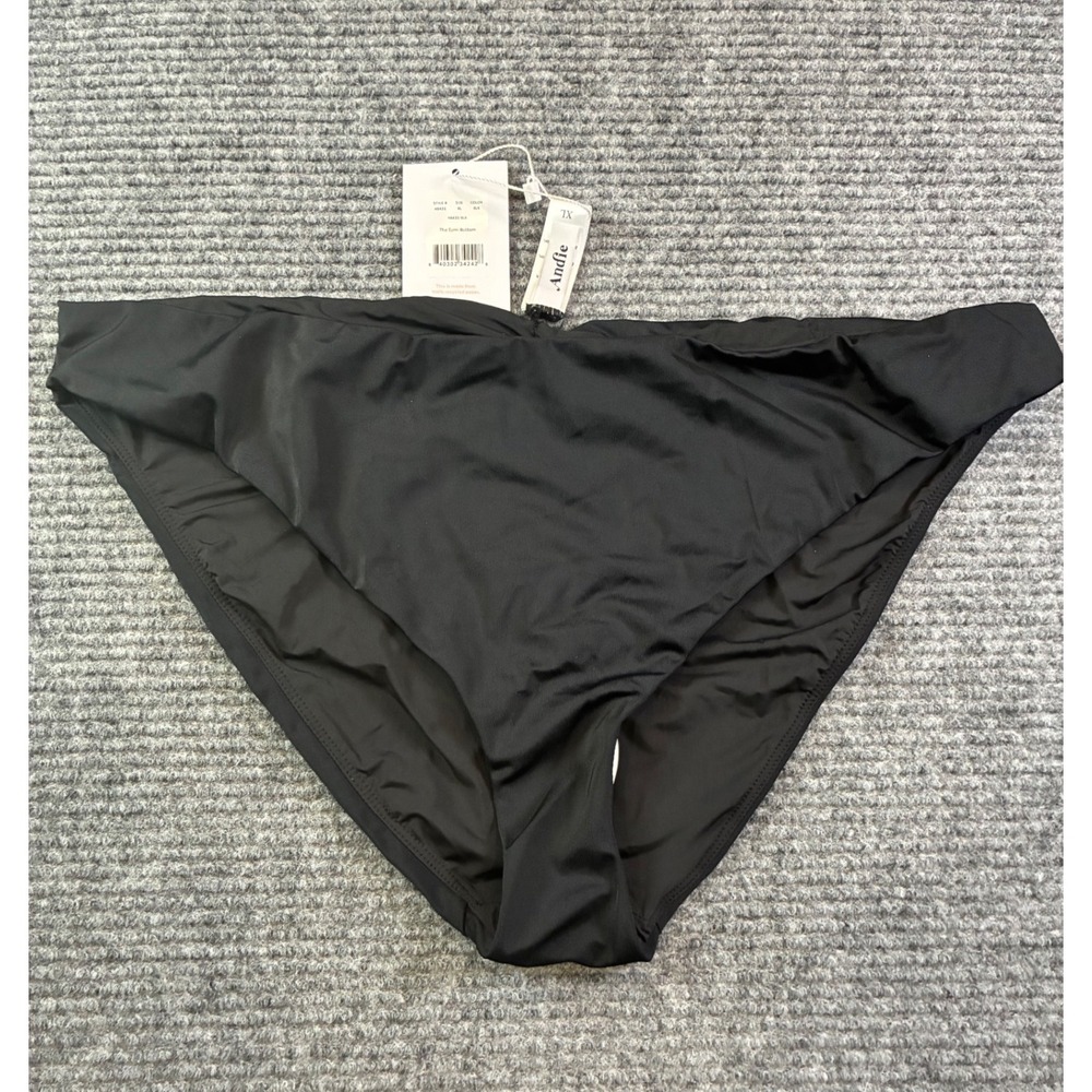 Andie Swim The Symi Bottom Black Ruched Back Bikini Bottom XL Classic AB431-BLK